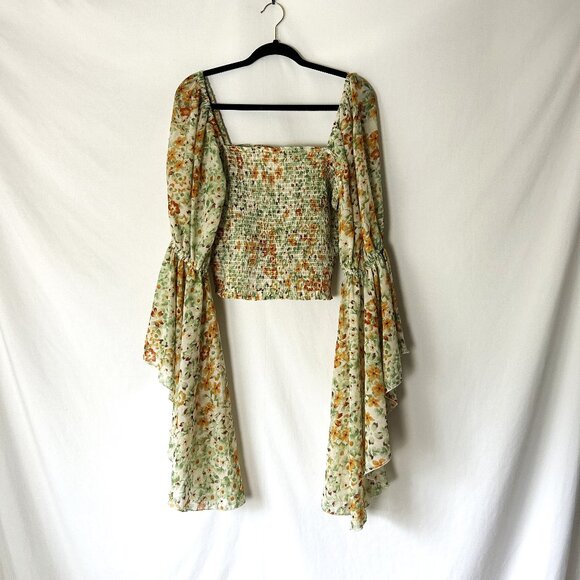 Live & Truth Peasant Boho Long Bell Sleeve Top Smocked XL Floral - Picture 1 of 6
